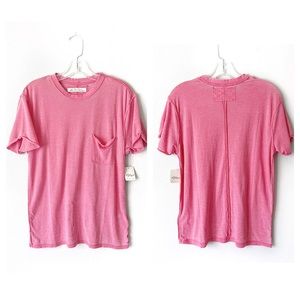 FREE PEOPLE WE THE FREE BELLA TEE PINK SPICED CORAL TEE SHIRT TOP OVERSI…